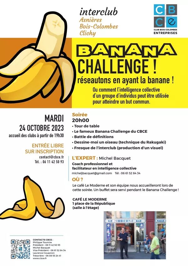 Banana Challenge - Interclub CBCE LCEA Bee For Biz Clichy Entreprendre Banana Challenge 24 oct 2023